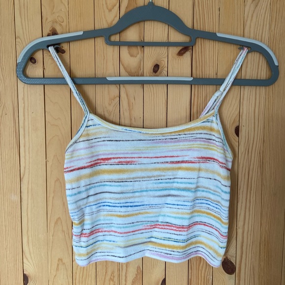 Spaghetti string tank top - striped with multiple colors. - Picture 1 of 3